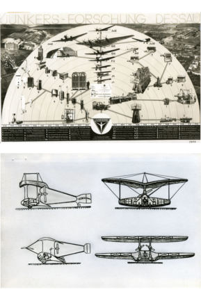 Übersicht "Junkers-Forschung Dessau" und Patent "Flying Machine" vom 20. Okt. 1914 (Auszug)