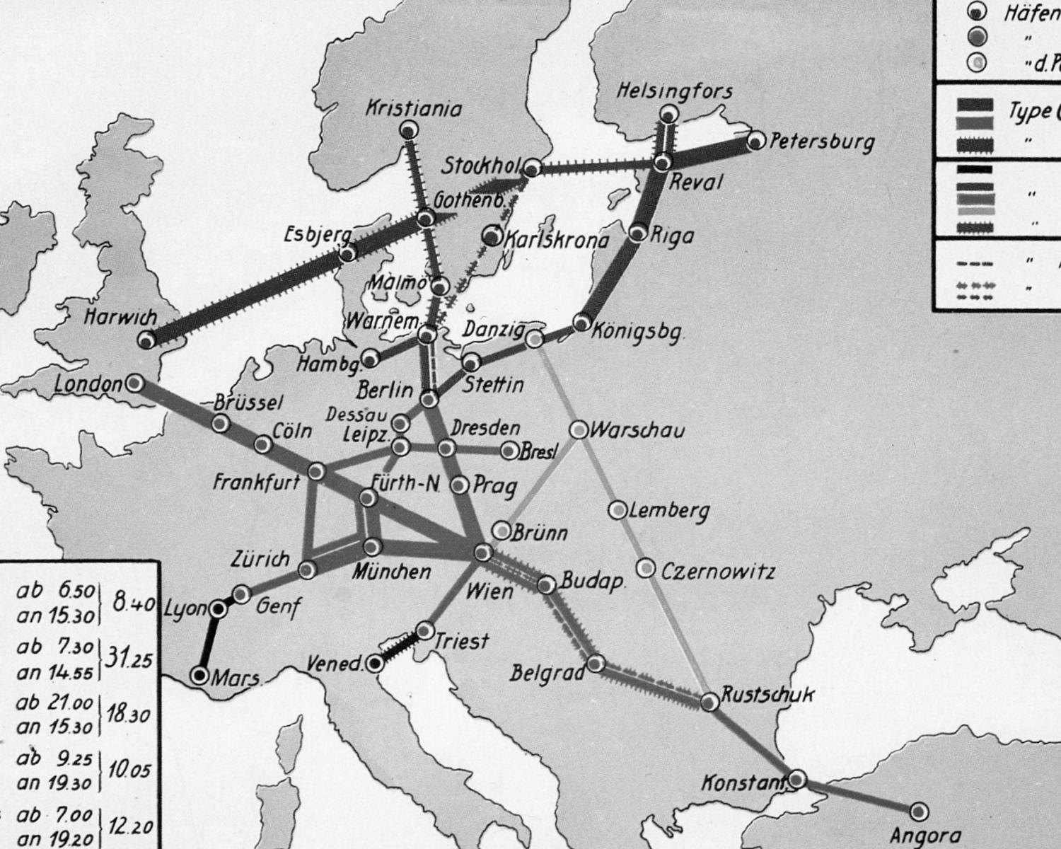 Flugstrecken des Junkers Luftverkehr 1925