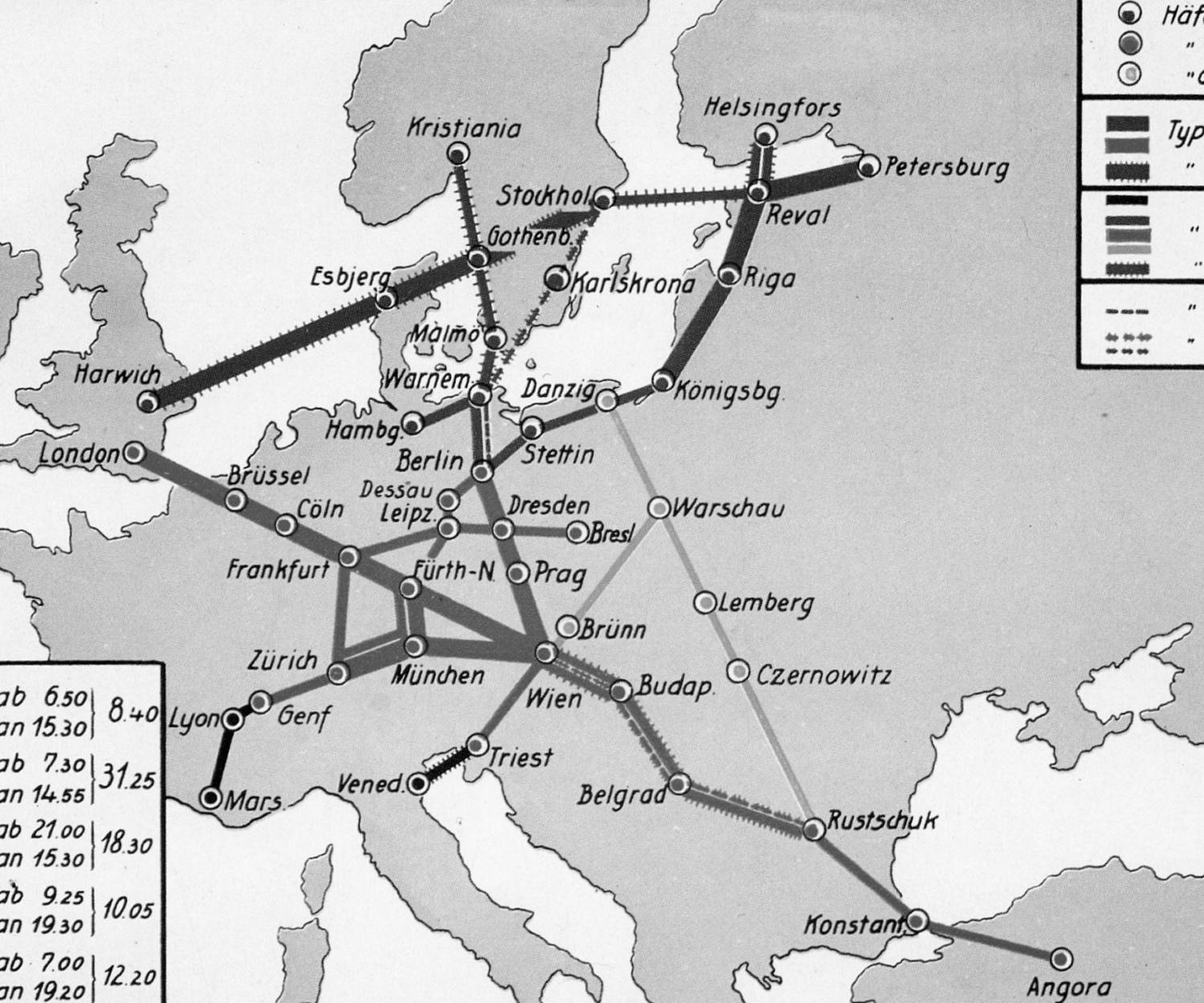 Flugstrecken des Junkers Luftverkehr 1925