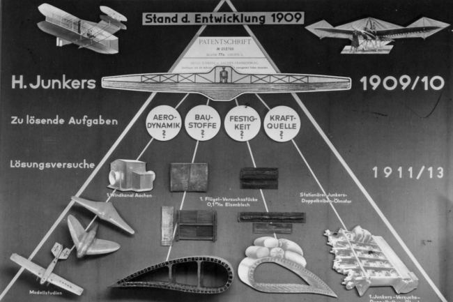 Schautafel: Idee und Ziel der Junkers-Flugzeugentwicklung 1909-1910